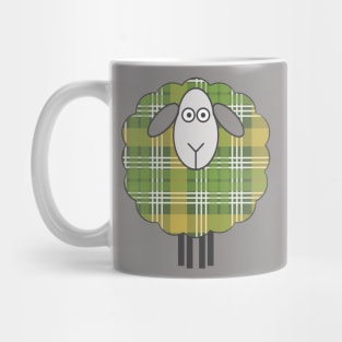 Scottish Green and Yellow Tartan Patterned Sheep Mug